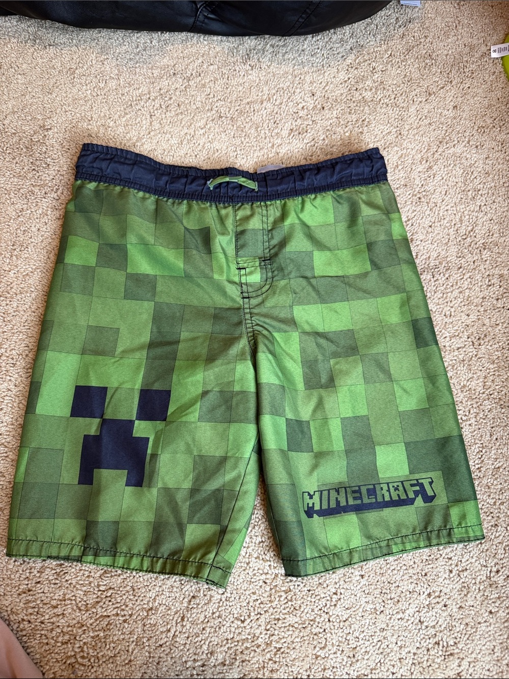 Minecraft Boys' Green Creeper Swim Trunks